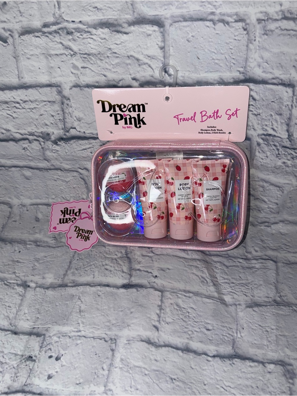 Pink Cherry Travel Bath Set